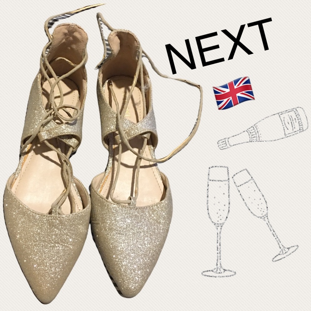 🇬🇧🇬🇧 NEXT glitter flats sz 36/5.5